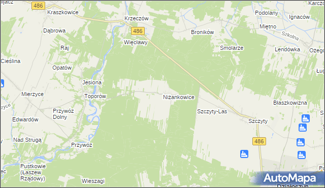 mapa Niżankowice, Niżankowice na mapie Targeo