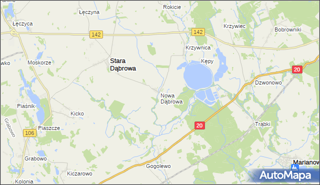 mapa Nowa Dąbrowa gmina Stara Dąbrowa, Nowa Dąbrowa gmina Stara Dąbrowa na mapie Targeo