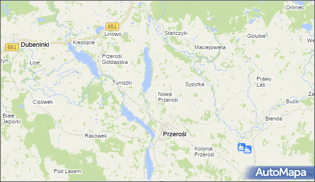 mapa Nowa Przerośl, Nowa Przerośl na mapie Targeo