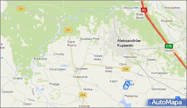 mapa Nowa Wieś gmina Aleksandrów Kujawski, Nowa Wieś gmina Aleksandrów Kujawski na mapie Targeo