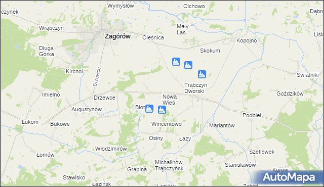 mapa Nowa Wieś gmina Zagórów, Nowa Wieś gmina Zagórów na mapie Targeo