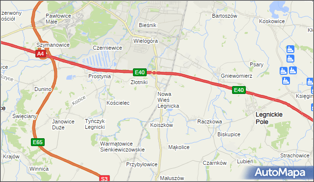 mapa Nowa Wieś Legnicka, Nowa Wieś Legnicka na mapie Targeo