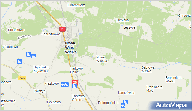 mapa Nowa Wioska gmina Nowa Wieś Wielka, Nowa Wioska gmina Nowa Wieś Wielka na mapie Targeo