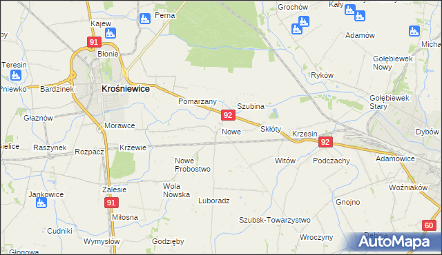 mapa Nowe gmina Krośniewice, Nowe gmina Krośniewice na mapie Targeo