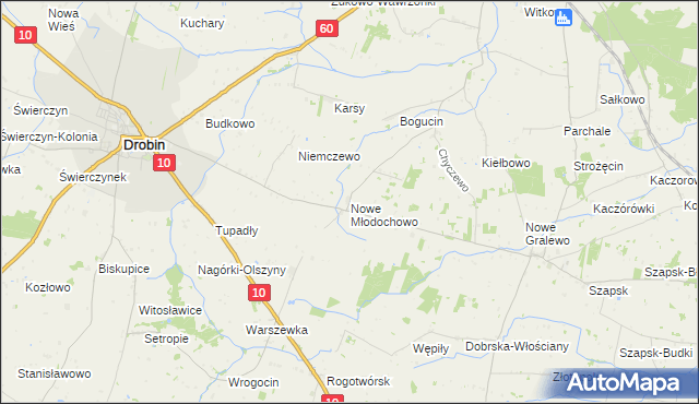 mapa Nowe Młodochowo, Nowe Młodochowo na mapie Targeo