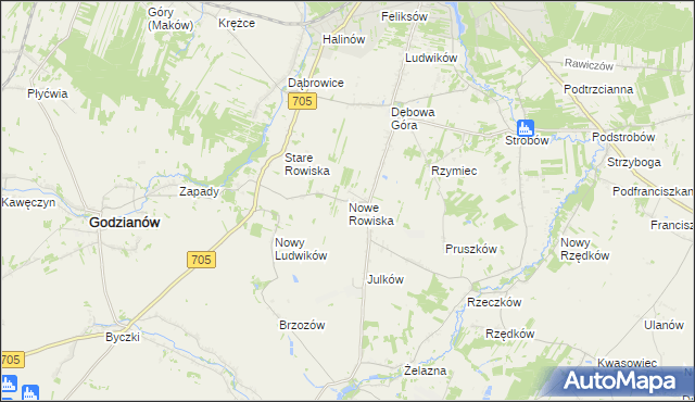 mapa Nowe Rowiska, Nowe Rowiska na mapie Targeo