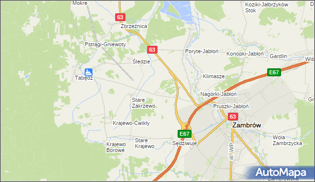 mapa Nowe Zakrzewo, Nowe Zakrzewo na mapie Targeo