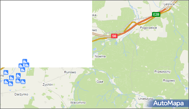 mapa Nowina gmina Potęgowo, Nowina gmina Potęgowo na mapie Targeo