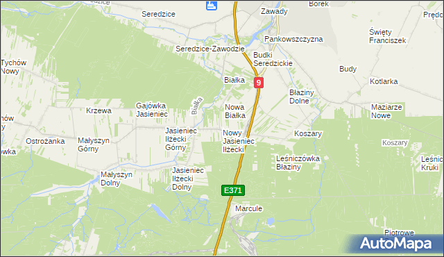 mapa Nowy Jasieniec Iłżecki, Nowy Jasieniec Iłżecki na mapie Targeo