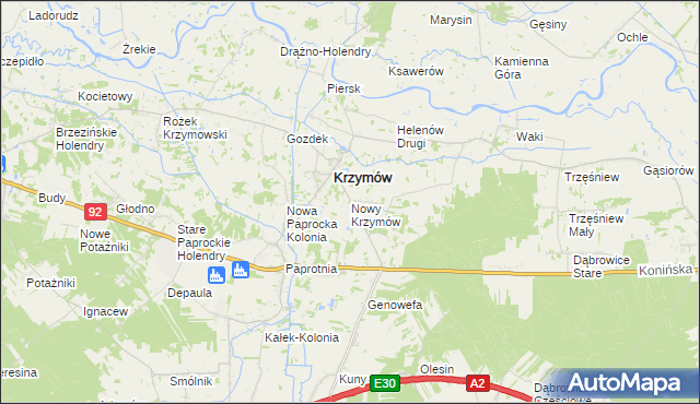 mapa Nowy Krzymów, Nowy Krzymów na mapie Targeo