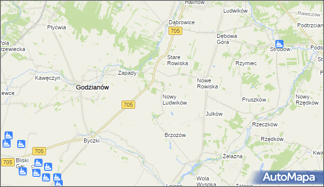 mapa Nowy Ludwików, Nowy Ludwików na mapie Targeo