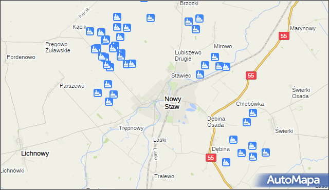 mapa Nowy Staw powiat malborski, Nowy Staw powiat malborski na mapie Targeo
