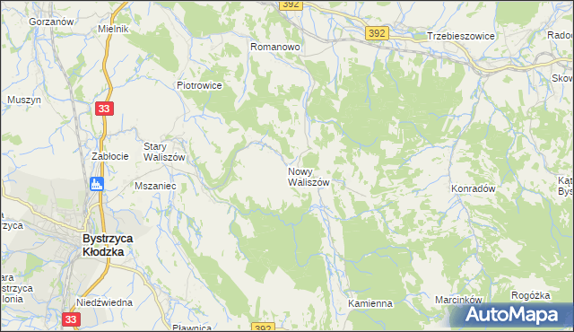 mapa Nowy Waliszów, Nowy Waliszów na mapie Targeo