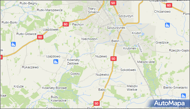 mapa Nużewo, Nużewo na mapie Targeo