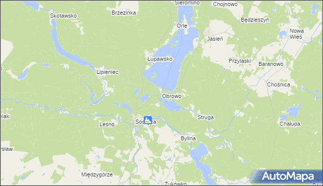 mapa Obrowo gmina Czarna Dąbrówka, Obrowo gmina Czarna Dąbrówka na mapie Targeo