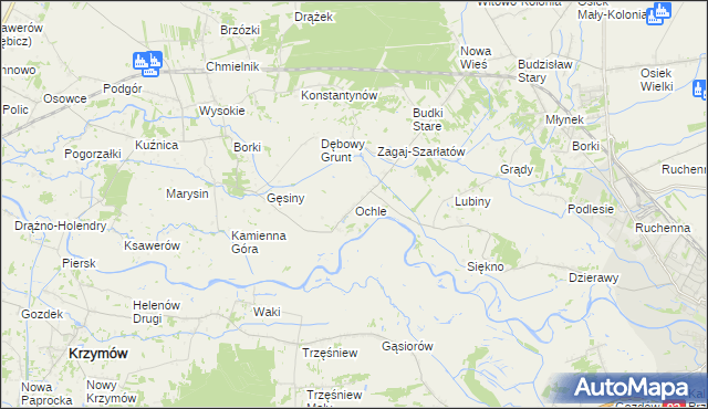 mapa Ochle gmina Koło, Ochle gmina Koło na mapie Targeo
