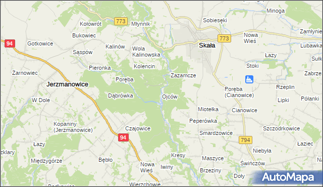 mapa Ojców, Ojców na mapie Targeo