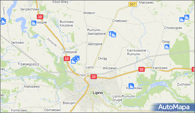 mapa Okrąg, Okrąg na mapie Targeo