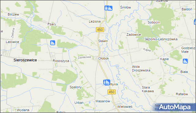 mapa Ołobok gmina Sieroszewice, Ołobok gmina Sieroszewice na mapie Targeo