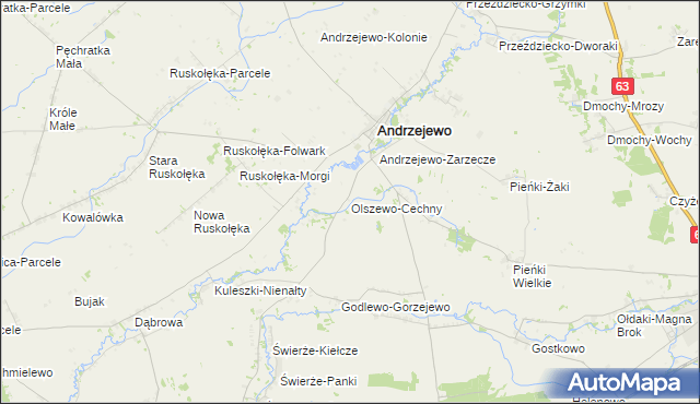 mapa Olszewo-Cechny, Olszewo-Cechny na mapie Targeo