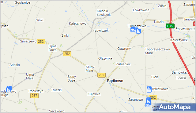 mapa Olszynka gmina Bądkowo, Olszynka gmina Bądkowo na mapie Targeo