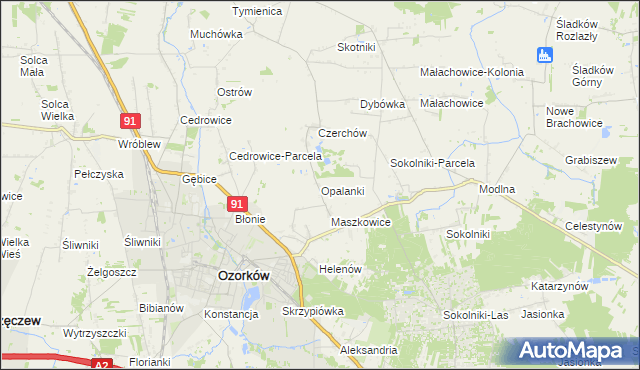 mapa Opalanki gmina Ozorków, Opalanki gmina Ozorków na mapie Targeo