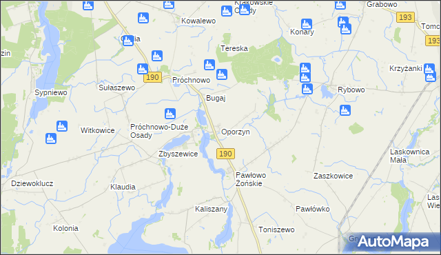 mapa Oporzyn, Oporzyn na mapie Targeo