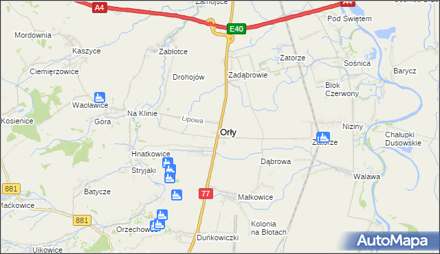 mapa Orły powiat przemyski, Orły powiat przemyski na mapie Targeo