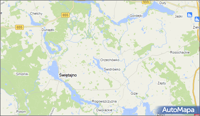 mapa Orzechówko gmina Świętajno, Orzechówko gmina Świętajno na mapie Targeo