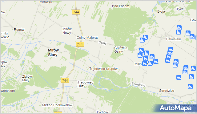 mapa Osiny-Mokra Niwa, Osiny-Mokra Niwa na mapie Targeo