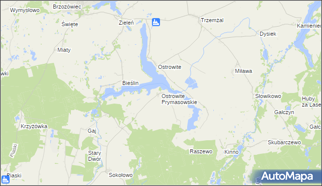 mapa Ostrowite Prymasowskie, Ostrowite Prymasowskie na mapie Targeo