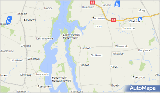 mapa Ostrowo gmina Kruszwica, Ostrowo gmina Kruszwica na mapie Targeo