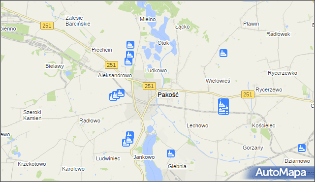 mapa Pakość powiat inowrocławski, Pakość powiat inowrocławski na mapie Targeo