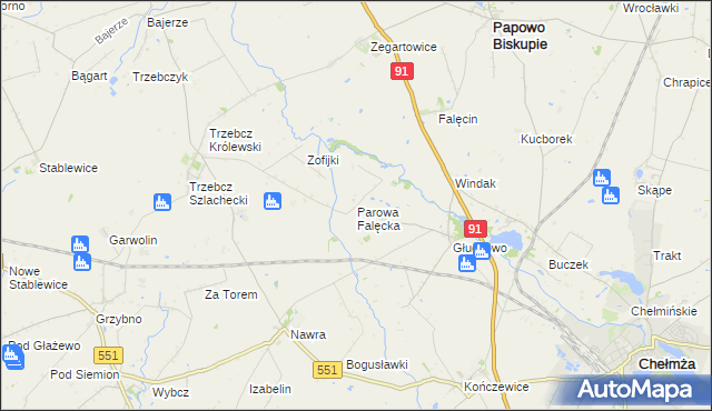 mapa Parowa Falęcka, Parowa Falęcka na mapie Targeo