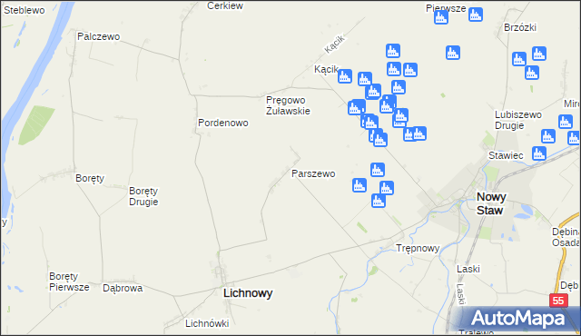 mapa Parszewo, Parszewo na mapie Targeo