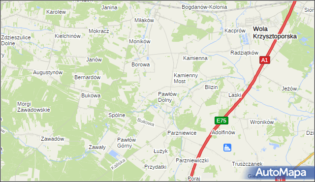 mapa Pawłów Dolny, Pawłów Dolny na mapie Targeo