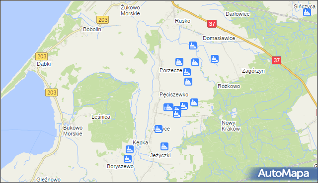 mapa Pęciszewko, Pęciszewko na mapie Targeo