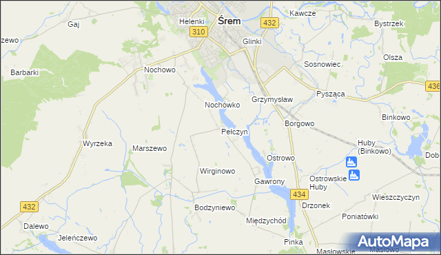 mapa Pełczyn gmina Śrem, Pełczyn gmina Śrem na mapie Targeo