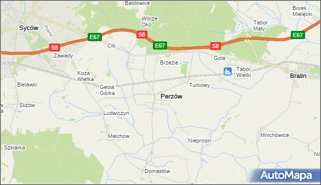 mapa Perzów, Perzów na mapie Targeo