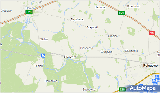 mapa Piaseczno gmina Potęgowo, Piaseczno gmina Potęgowo na mapie Targeo