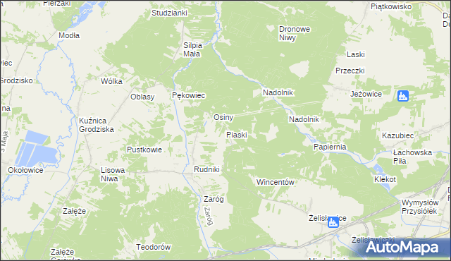 mapa Piaski gmina Koniecpol, Piaski gmina Koniecpol na mapie Targeo