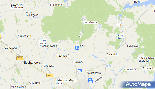 mapa Piaski gmina Witkowo, Piaski gmina Witkowo na mapie Targeo