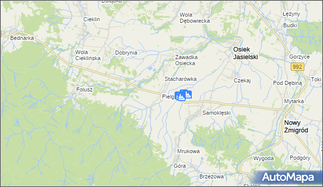 mapa Pielgrzymka gmina Osiek Jasielski, Pielgrzymka gmina Osiek Jasielski na mapie Targeo