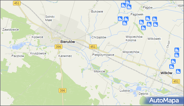 mapa Pielgrzymowice gmina Wilków, Pielgrzymowice gmina Wilków na mapie Targeo