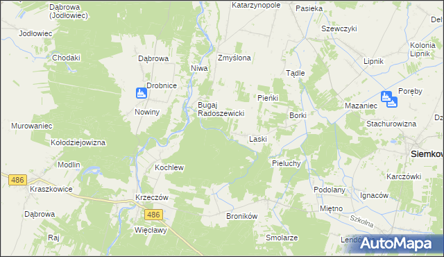 mapa Pieńki Laskowskie, Pieńki Laskowskie na mapie Targeo