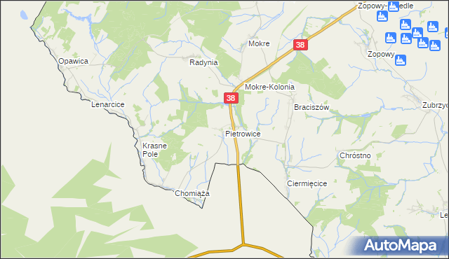 mapa Pietrowice, Pietrowice na mapie Targeo