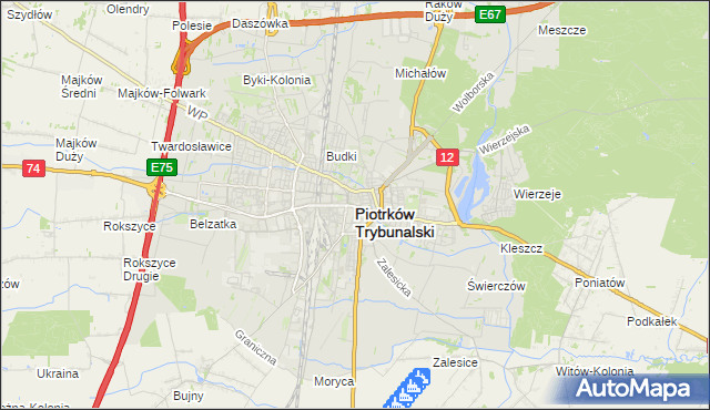 mapa Piotrków Trybunalski, Piotrków Trybunalski na mapie Targeo