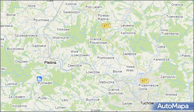 mapa Piotrkowice gmina Tuchów, Piotrkowice gmina Tuchów na mapie Targeo