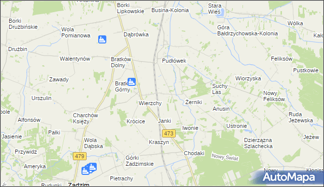 mapa Piotrów gmina Zadzim, Piotrów gmina Zadzim na mapie Targeo