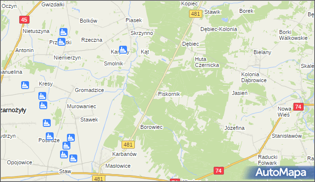 mapa Piskornik, Piskornik na mapie Targeo